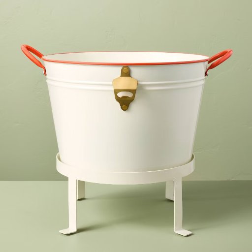 Hearth & Hand w/ Magnolia 12.9L Steel Tabletop Beverage Tub w/ Stand (Cream)