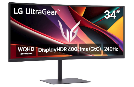 34" LG Ultragear WQHD Curved Gaming Monitor, 240Hz, 1ms
