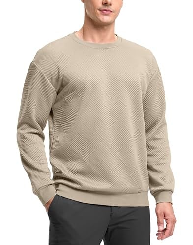 G Gradual Men's Crewneck Geometric Textured Long Sleeves Sweatshirt