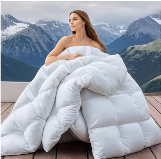 Wellos 900 Fill Power Cotton/Polyester Blend All Season Feather Down Comforter Queen