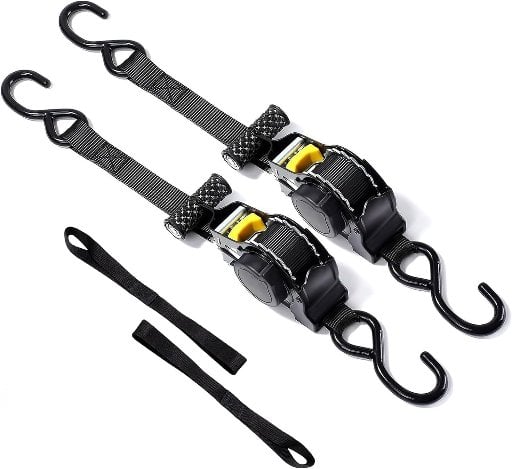 Self Retracting Ratchet Straps 1500Lb Break Strength 2-Pack Deal