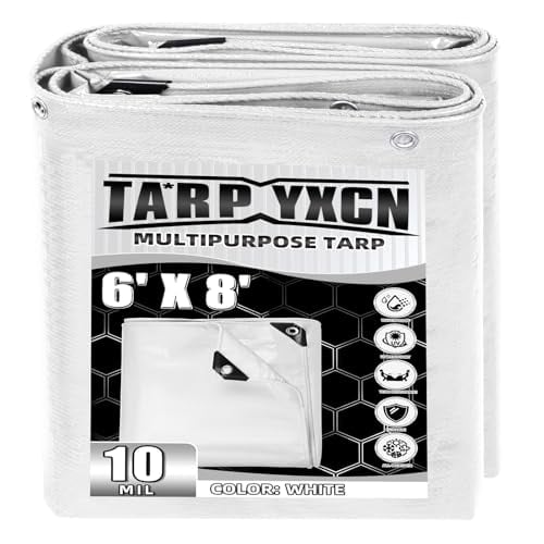 6'x8' 10-Mil Waterproof Poly Tarp (White)