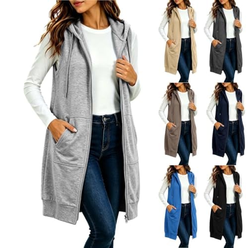 Oversized Lightweight Loose Zip Up Sleeveless Hoodies Deal