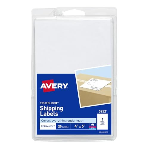 Avery Printable Shipping Labels 4" x 6" 20 Count