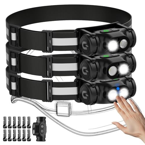 Spriak Rechargeable LED Motion Sensor Headlamp 3-Pack