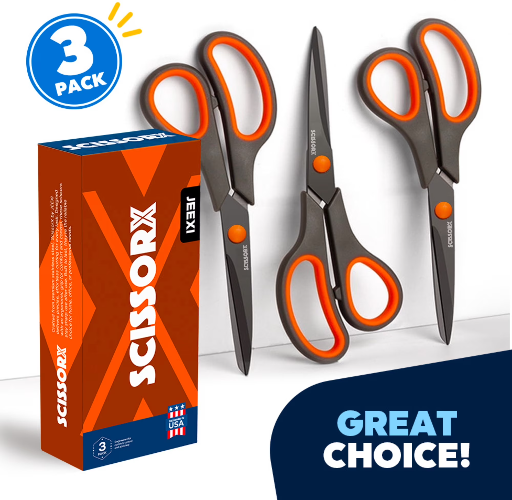 JEEXI 8" Titanium Non-Stick Multipurpose Scissors 3-Pack