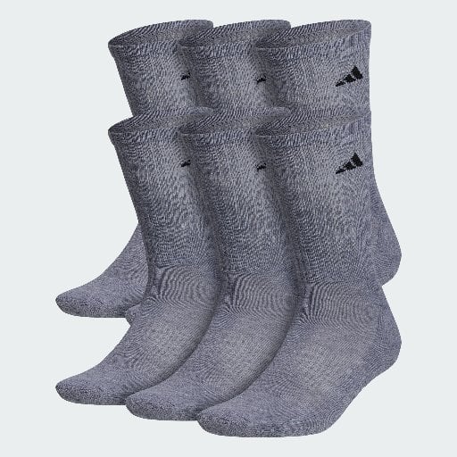 Adidas Men's Athletic Cushioned 6-Pack Crew Socks