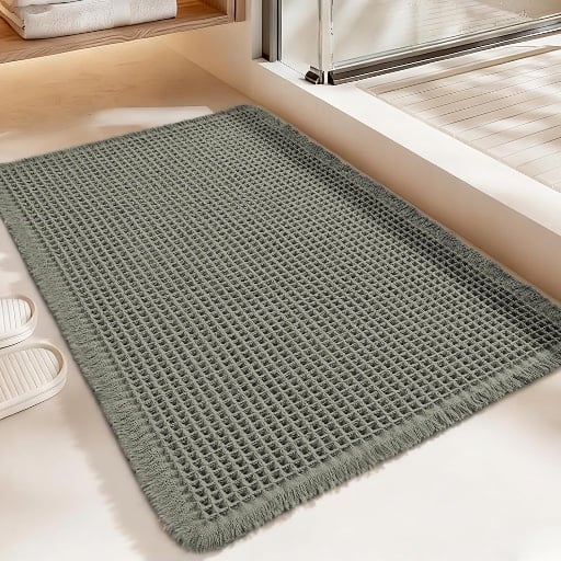 Luxury Waffle Bath Mat with Tassels Deal