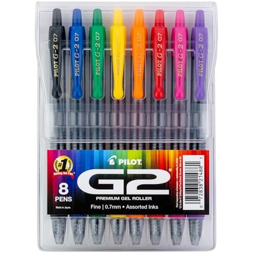 PILOT G2 Fine Point 0.7mm Gel Roller Pens 8-Pack (Rainbow Colors) Deal