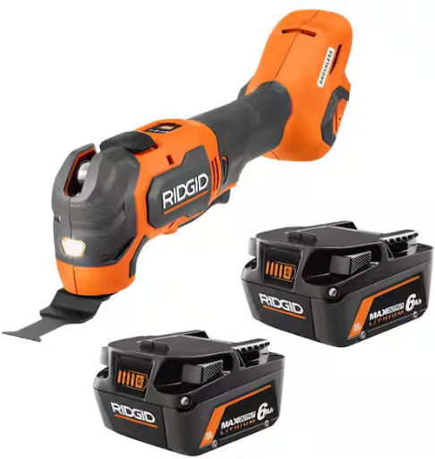 Ridgid 18V 6.0 Ah MAX Output Lithium-Ion Batteries (2-Pack) with 18V Brushless Cordless Multi-Tool Deal