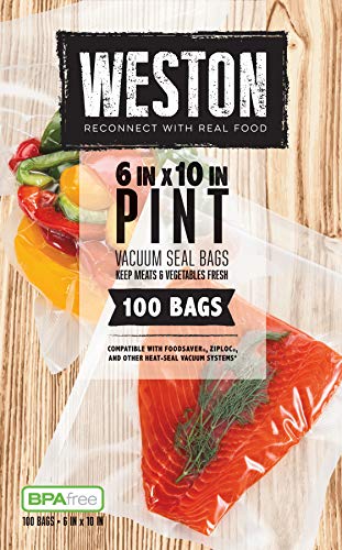 Weston 100-Count 6" x 10" Pint Vacuum Sealer Bags Deal
