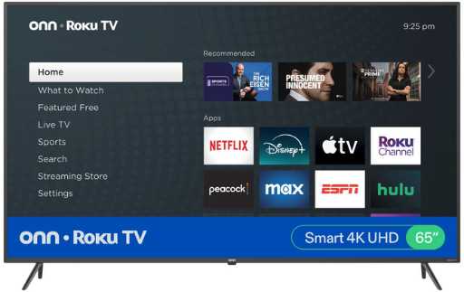 Onn. 65" 4K UHD LED Roku Smart Television