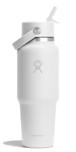 32-Oz Hydro Flask Insulated Stainless Steel Travel Water Bottle w/ Wide Straw & No Spill (Tonal White) Deal
