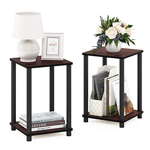 Furinno Turn-N-Tube 2-Tier Corner End Table 2-Pack (Dark Cherry/Black) Deal