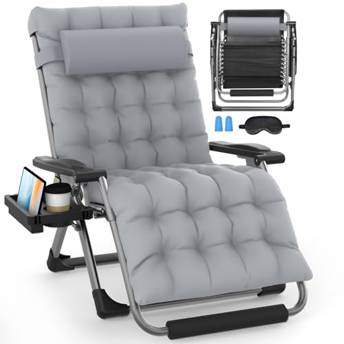 Slendor Oversized Zero Gravity Chairs XXL 33In Padded Recliner Chair Grey Deal
