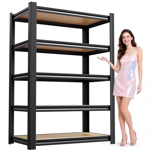5-Tier Adjustable Metal Storage Shelving Unit w/ MDF Panels (71" x 28" x 12") Deal