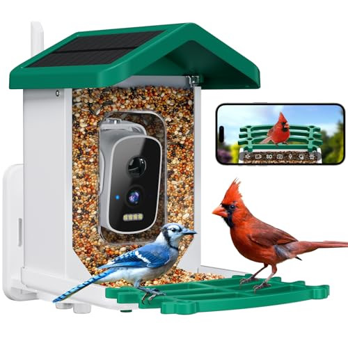 Smart Bird Feeder with Camera, AI Bird Species Identification Solar Powered Panel