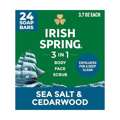 Irish Spring 3-in-1 Men’s Bar Soap (Sea Salt & Cedarwood) 24-Pack Deal