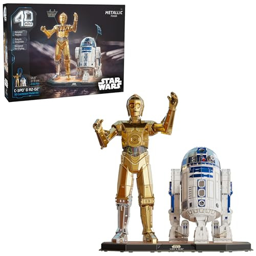 416-Piece 4D Build Star Wars: C-3P0 & R2-D2 Model Kit w/ Display Stand