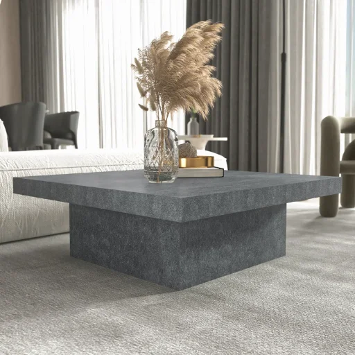 Caomhan 35.34" Low Profile Block Coffee Table (Gray Stone)