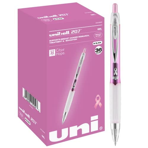 Uniball 207 Pink Ribbon Retractable Gel Pens 36-Count (Black Ink, 0.7mm) Deal