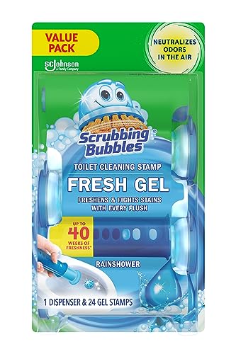 Scrubbing Bubbles Fresh Gel Toilet Bowl Cleaning Stamps Rainshower 24-Count Deal
