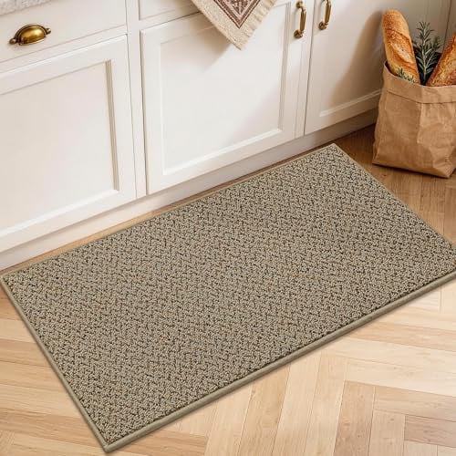 COSY HOMEER Non-Slip Machine Washable Kitchen Rug 17" x 30" (Taupe) Deal