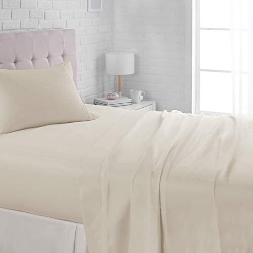 Amazon Basics Lightweight Super Soft Wrinkle Free Bed Sheet Set, 3-Piece, Twin, Beige Deal