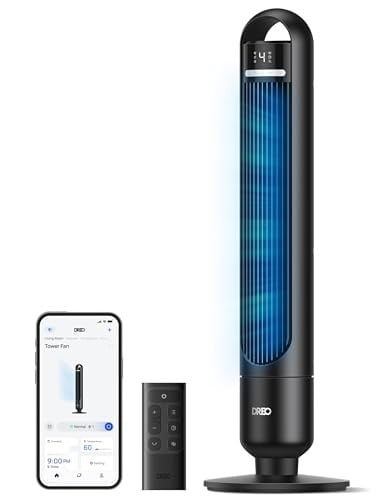 DREO Smart Tower Fan (4 Speeds, 3 Modes, 28dB, 25ft/s Velocity, Remote/App/Alexa/Google Control) Deal