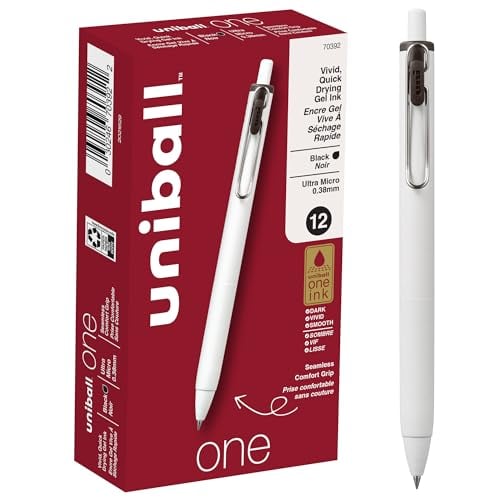 Uniball One Gel Pen 12 Pack 0.38mm Ultra Micro Black