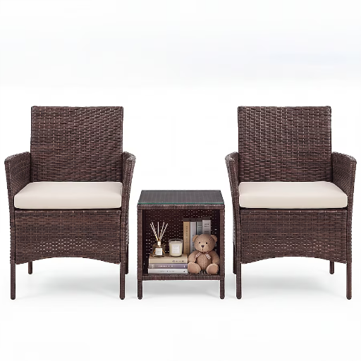 Grearden 3-Piece Wicker Patio Conversation Set with Cream Cushions Deal