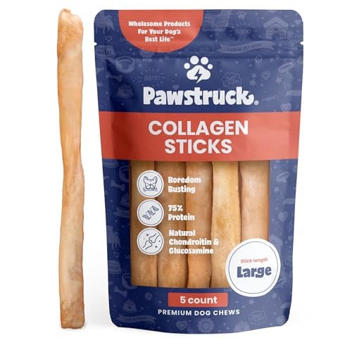 Pawstruck Natural Large 12" Beef Collagen Sticks for Dogs 5-Pack