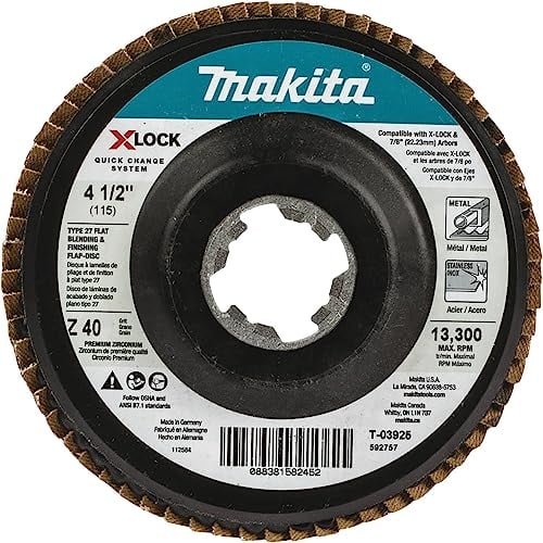 Makita T-03925 X-Lock 4-1/2" 40 Grit Type 27 Flat Blending and Finishing Flap Disc