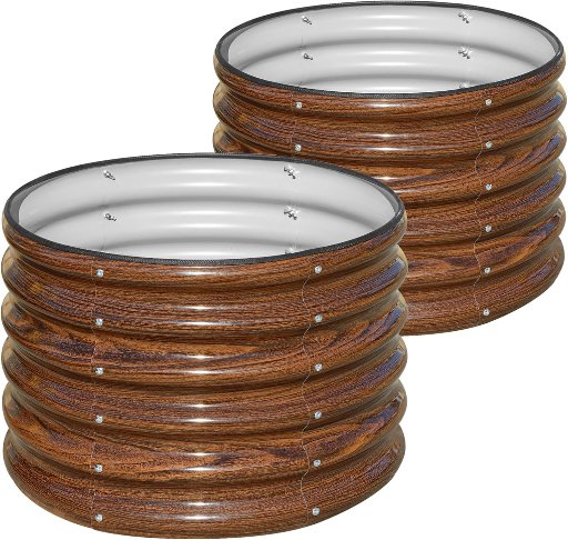 2 Pack of SnugNiture Raised Garden Beds, 2x2x1.5ft Round Galvanized