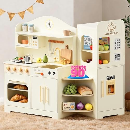 Play Kitchen for Kids with Rotating Design and Ice Maker