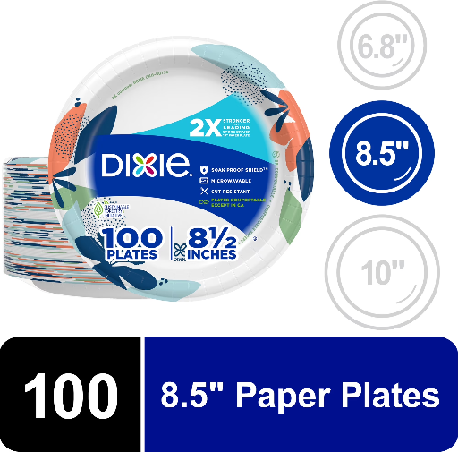 Dixie Everyday Paper Lunch Plates, 8.5", 100 Count Deal
