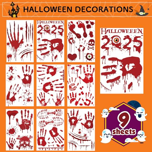 Halloween Party Decorations Bloody Handprint Footprint Window Clings