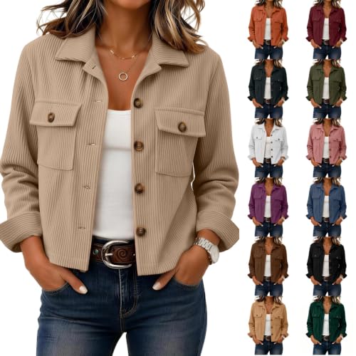 Women's Corduroy Button Long Sleeve Coat Deal