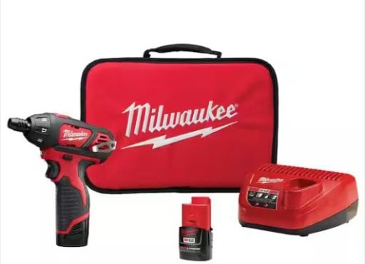 Milwaukee M12 12V Lithium-Ion Cordless 1/4 in. Hex Screwdriver Kit with Two 1.5Ah Batteries