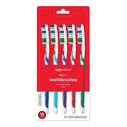 Amazon Basics Clean Plus Soft Bristle Toothbrushes 10 Count Deal