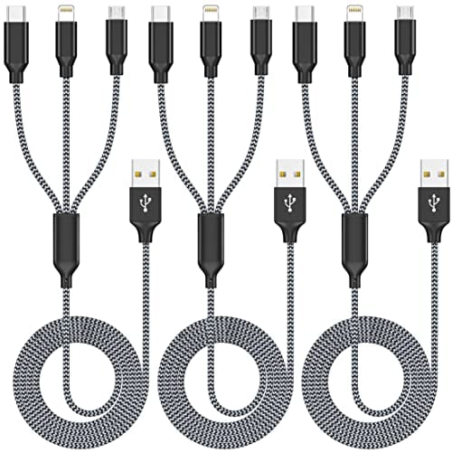 3-Pack 4-ft Xnewcable 3-in-1 MFi Certified Multi Charging Cable w/ USB-C, Micro USB & Lightning Deal