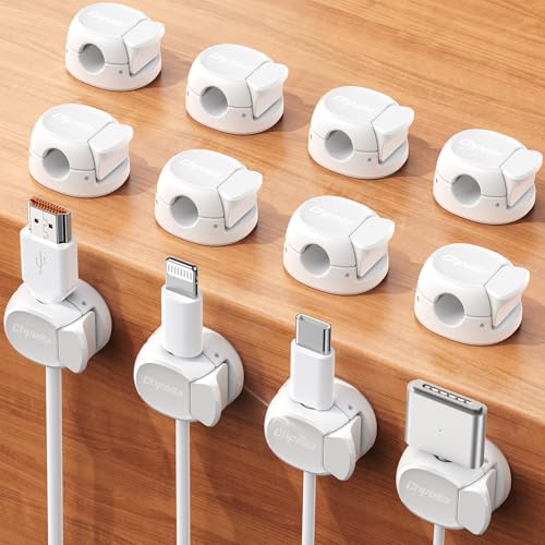 Chfeila Dual Spring + Clasp Cable Management Cord Organizers 12-Pack Deal