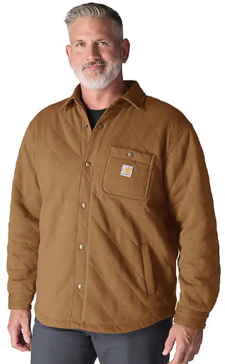 Carhartt Men's Rain Defender Loose Fit Heavyweight Quilted Snap Front Shirt Jacket