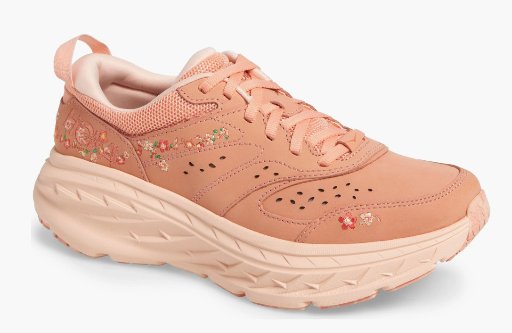 Hoka Women's Vibrant Bloom Bondi L BP Shoe (Dry Clay/Dawn Light)