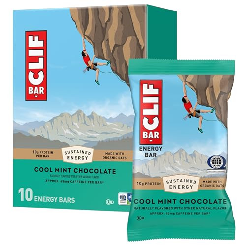 CLIF BAR Cool Mint Chocolate with Caffeine Energy Bars (10 Pack)
