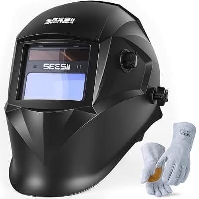 SEESII Auto Darkening Welding Helmet with Welding Gloves Deal
