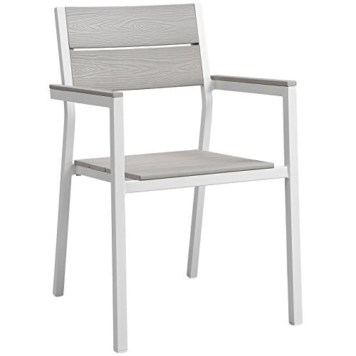 Modway Maine Aluminum Outdoor Patio Arm Chair White Light Gray Deal