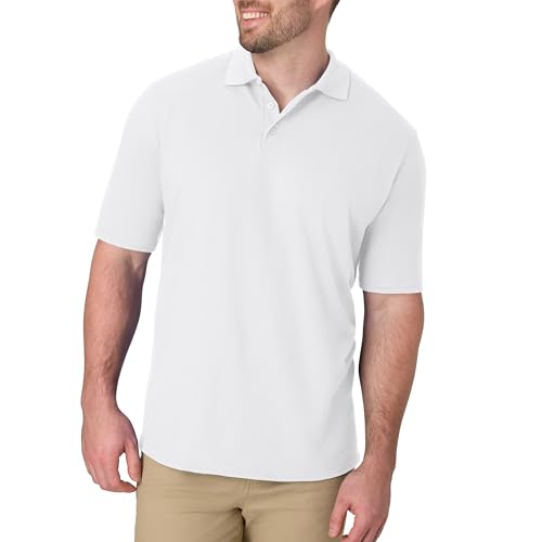 Hanes Men’s X-Temp Midweight Short Sleeve Polo Shirt (White, Sizes S-4X) Deal