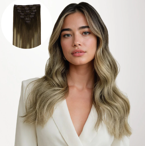 GOO GOO Clip-Ins Hair Extensions Bleach Blonde Balayage (3/8/613)