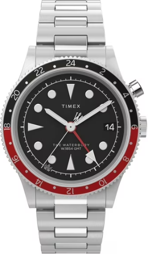 Timex Waterbury Traditional GMT Quartz 39mm Black Dial Men's Watch Deal